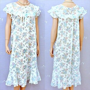 TY4-524◇//新品同様♪バスト105㎝/XL以上♪清楚な花柄シアージャガードに癒される♪ネグリジェ※一番安価な送料はゆうパケットなら250円♪