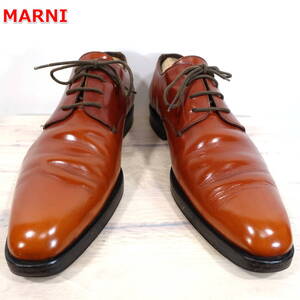 【良品】マルニ　プレーントゥダービーシューズ　MARNI　サイズ４１（JP:25.5～26.0相当）　茶