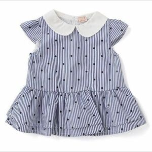 送料込　新品　プティマイン 100cm ドットペプラム半袖チュニック キッズ　女の子　ドット　半Tシャツ　チュニック