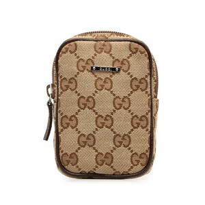 グッチ GGキャンバス シガレットケース ポーチ 115249 ベージュ ブラウン キャンバス レザー レディース GUCCI 【中古】