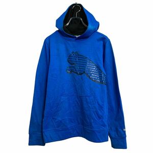 PUMA プリントスウェット パーカー プーマ キッズ L ブルー プルオーバー ロゴ 古着卸 アメリカ仕入 a611-6441