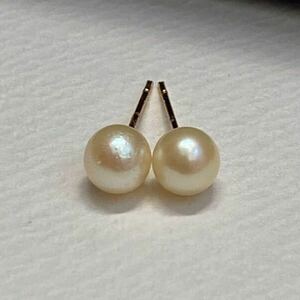 アコヤ真珠　パールピアス　アレルギー対応　ホワイト　6-６.5mm a9