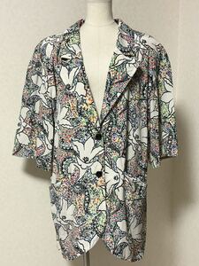 ■ TRUSSARDI トラサルディ レディース ヴィンテージ バブリー 大きいサイズ 半袖 シャツ ジャケット ブラウス ブレザー L XL 40 42 44 白