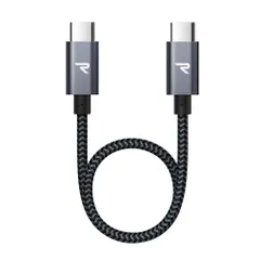 【人気商品】RAMPOW USB Type C ケーブル 短い【20CM 黒 持ち運び便利/PD3.0&QC3.0超高速充電】高速データ転送対応 高耐久ナイロン usbc usbc ケーブル iPhone 16 充電ケーブル/iPhone 15 充電ケーブル 