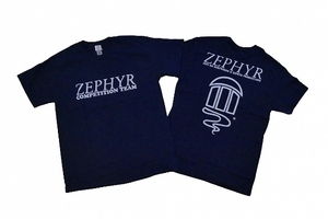 JB即決 ZEPHYR ゼファー ＃N１ バック月光 フロントチームコンペ大ロゴ LOGO Tシャツ NAVY 紺　ネイビー XLサイズ 新品
