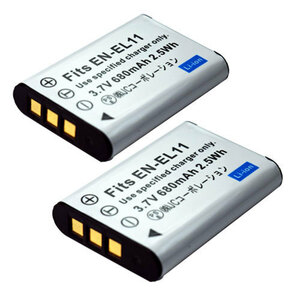 2個セット ニコン（Nikon） EN-EL11 互換バッテリー コード 00098x2