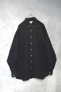 【 90s ジェイクルー 】old " j crew " 100% ブラックリネンBDシャツ / size L / 90年代 ボタンダウンシャツ 麻シャツ