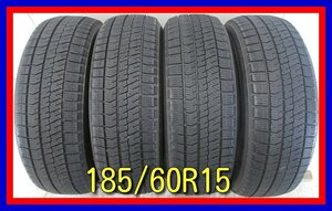 ■中古タイヤ■　185/60R15 84Q BRIDGESTONE BLIZZAK VRX2 フィット アクア スイフト等 冬タイヤ スタッドレス 激安　送料無料　U580