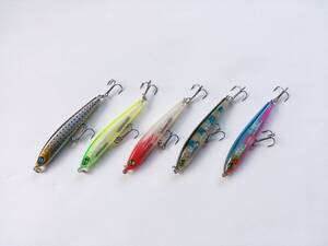 シンキングペンシル　細身　9g　7cm　5色　セット　シンペン　ペンシル　ベイト　シーバス　青物　根魚　フラットフィッシュ　TypeA