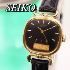 良品 SEIKO デジアナ スクエア ゴールド クォーツ メンズ腕時計 881