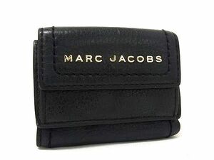 MARC JACOBS マークジェイコブス レザー 三つ折り 財布 ウォレット 札入れ 小銭入れ カード入れ コンパクト ブラック系 DG0698