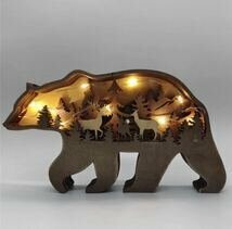 クマ型LEDライト ベア 動物 工芸 工芸品 装飾 アクセサリー LED 照明 インテリア オーナメント オブジェ 置物 小物 クマ 熊 HD215