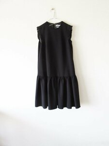 美品 FOXEY NEW YORK COLLECTION / フォクシー 37563 grosgrain ribbon frill dress 38 BLACK * ワンピース ドレス フレア フリル