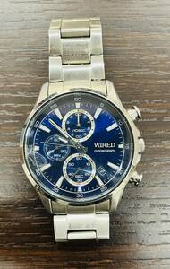 #76【美品】 SEIKO ワイアード WIRED クロノグラフ メンズ腕時計 ブルー