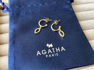 【AGATHA】アガタ　925　シルバー　揺れるデザイン　ゴールド　フープピアス