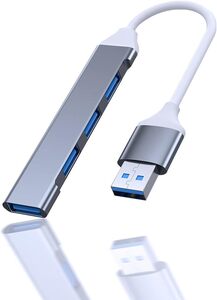 USBハブ USB3.0/2.0 ウルトラスリム 4ポートハブ USB ハブ hub 軽量 コンパクト テレワーク リモート (グレー)