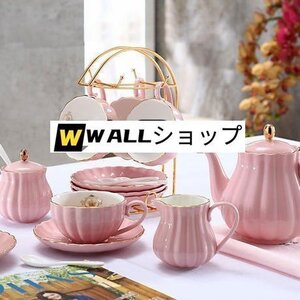 カップセット コーヒーカップセット カップ＆ソーサー6客セット 陶磁器 ゴージャス ティーパーティー用フルセット ラック付き