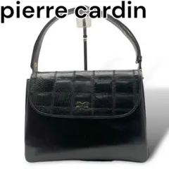 【良品】pierre cardin ハンドバッグ リザード レザー ブラック