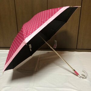 《新品》ケイト・スペード・Kate Spade／ 晴雨兼用傘・スライド式長傘【水玉ドット・ピンク】遮光・UV・遮熱効果（内側黒・クワトロガード