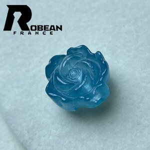 絶賛 EU製 定価5万円★ROBEAN・ブルーグリーンアクアマリン★パワーストーン 天然石 手彫り牡丹 ギフト 約12.9*7.2mm 1002H071