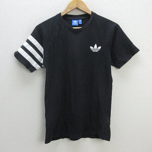 z■アディダス/adidas ロゴプリントTシャツ【M】黒/men