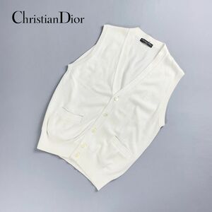 美品 Christian Dior SPORTS クリスチャンディオールスポーツ コットンニットベスト トップス メンズ 白 ホワイト サイズM*QC908