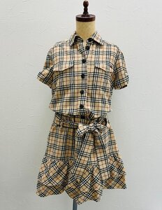 【中古】 BURBERRY　ブルーレーベル　ワンピース　チェック　シャツワンピース　ミニワンピース　ブラウジングワンピース　38　