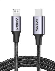 ブラック 1m UGREEN USB-C Lightningケーブル【MFi認証取得 PD対応 1M】急速充電 ライトニングケーブ