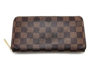 【え沖】LOUIS VUITTON ルイヴィトン ジッピー・ウォレット N60015 ラウンドファスナー ダミエ 長財布 現状品 沖489 MD429MSS27