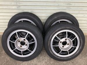 希少 逆反り 当時物 ハヤシストリート 5.5J 13 37 4H PCD100 155/65R13 レーシング 軽四 旧車 引取歓迎 