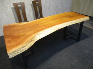 #1286　アウトレット　欅　座卓　ローテーブル　一枚板　テーブル　一枚板テーブル　ダイニング　カウンター　ベンチ