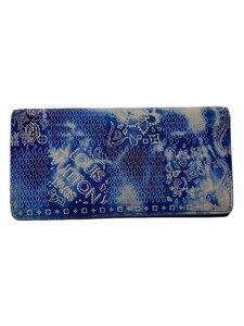 LOUIS VUITTON◆ポルト・フォイユ・ブラザ_バンダナ_BLU/レザー/BLU/メンズ