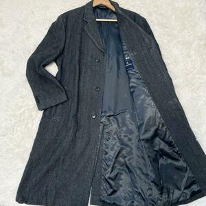 美品/XL位/ブルックスブラザーズ チェスターコート アンゴラ カシミヤ カシゴラ マキシ ヘリンボーン グレー 灰 BROOCKS BROTHERS メンズ