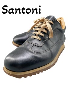 SANTONI サントーニ 7 1/2≒25.5-26cm レザーシューズ レザースニーカー 本革 レザー ブラック メンズ 男性用 イタリア製 クラシック