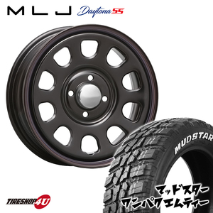 4本セット DAYTONA SS デイトナ 15x6.0J 4/100 +30 BK MUDSTAR マッドスター ワンパク M/T 185/60R15 WL プロボックス サクシード