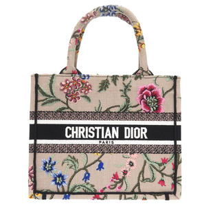 新品同様 クリスチャン ディオール ブックトート スモール 花柄 トートバッグ キャンバス ベージュ 2406 Christian Dior