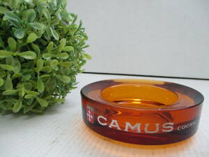 ☆1000スタ☆【レア】カミュ コニャック CAMUS COGNAC ヴィンテージ 灰皿 アシュトレイ アンバーガラス インテリア 飾り 置物 喫煙グッズ