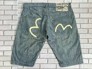 ＵＳＥＤ　エヴィス　EVISU　新恵美寿神頭　LOT.2005　ハーフパンツ　ショートパンツ　サイズ３４　日本製