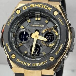 美品 G-SHOCK GST-W100G-1AJF G-STEEL/Gスチール タフソーラー 電波受信 電波ソーラー マルチバンド6 反転液晶 ブラック ゴールド