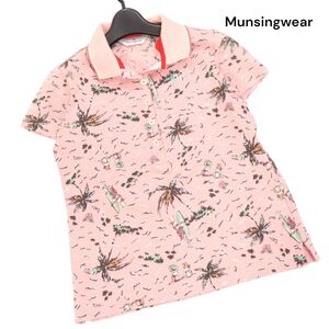 Munsingwear マンシングウェア 春夏 サーフ ガール♪ 総柄 半袖 ポロシャツ Sz.M　レディース ゴルフ ピンク 日本製　K4T01134_7#A