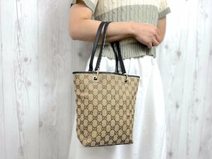 極美品 GUCCI グッチ GGキャンバス ハンドバッグ ショルダーバッグ バッグ キャンバス×レザー 茶系 72225