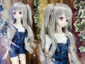 ●ドールウィッグ＊プレミアムツインカール＊シルバーグレイ＊9～9.5インチ（MDD/DD/SD/SmartDollなど）●