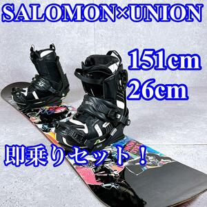 サロモン ユニオン メンズ スノーボード 3点セット グラトリ スノボ 板 151 SALOMON RIOT UNION テクノロジー スノボセット