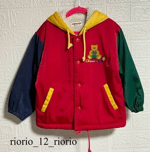 659　MIKIHOUSE　ミキハウス　チエコサク　中ボアジャケット　フード付きジャンパー　レトロ　ヴィンテージ　size100