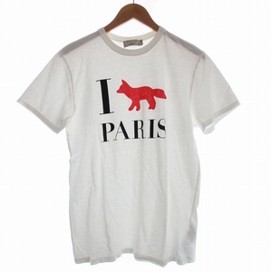 メゾンキツネ MAISON KITSUNE I Fox Paris Tシャツ 半袖 プリント クルーネック S 白 ホワイト KMM-1706-A /NY メンズ レディース