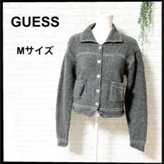 (b-306) GUESS ウール100% ニットジャケット グレー Mサイズ