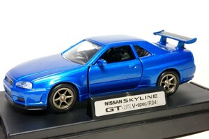 エムテック　日産スカイライン　GT-R　 V・spec R34ベイサイドブルー！ミニカー　車