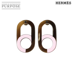 未使用 展示品 エルメス HERMES ピアス バッファローホーン ブラウン ピンク シルバー アクセサリー Earrings 90227482