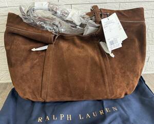 未使用品 RALPH LAUREN ラルフローレン ショルダー バッグ スエード レザー ブラウン レディース 商品タグ付き