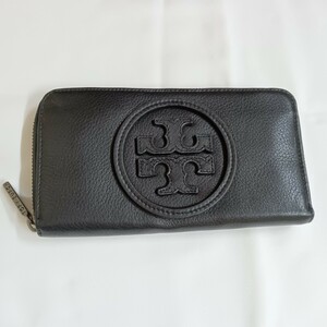 【美品】TORY BURCH 長財布トリーバーチ ブラック レザー 財布 黒革